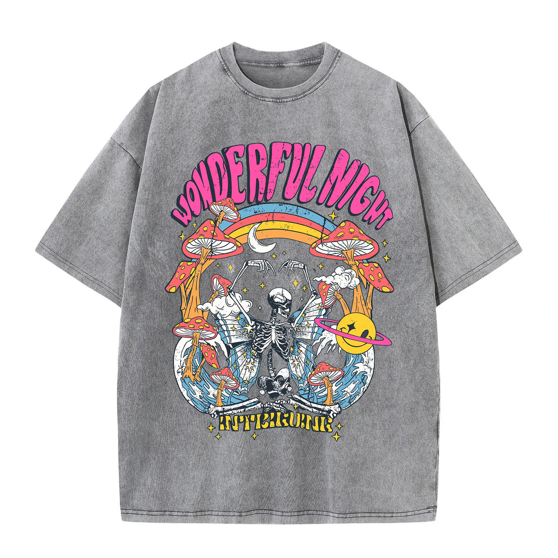 Skeleton Butterfly Wave Print Oversized Women's T-Shirt