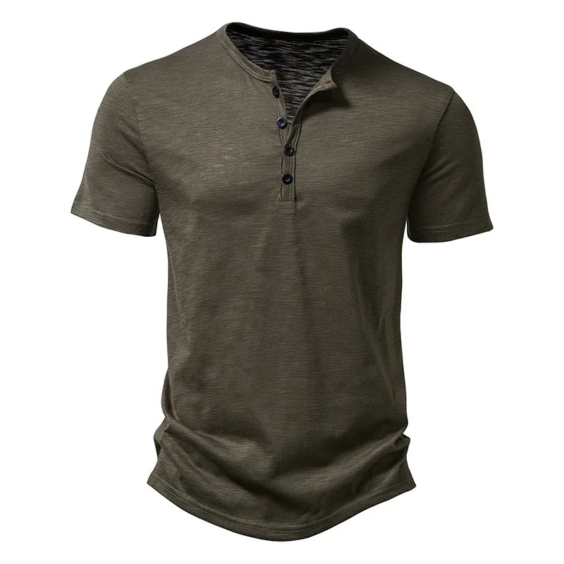 Henley Collar Men's Summer Casual T-Shirt