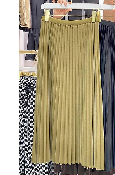 Elegant High Waist Pleated Midi Skirt