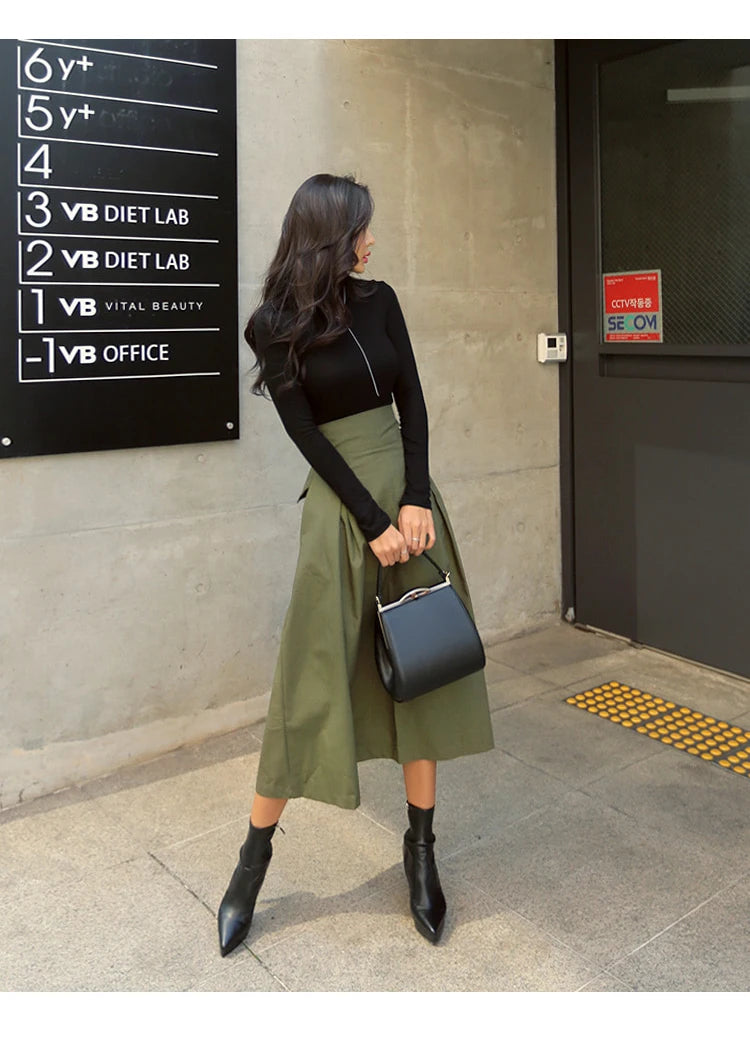 Women’s High Waist Long Skirt