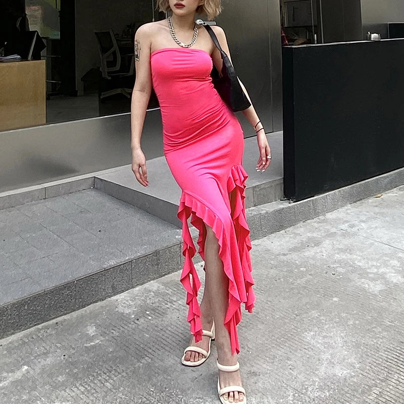 One-Shoulder Slim Fit Irregular Dress
