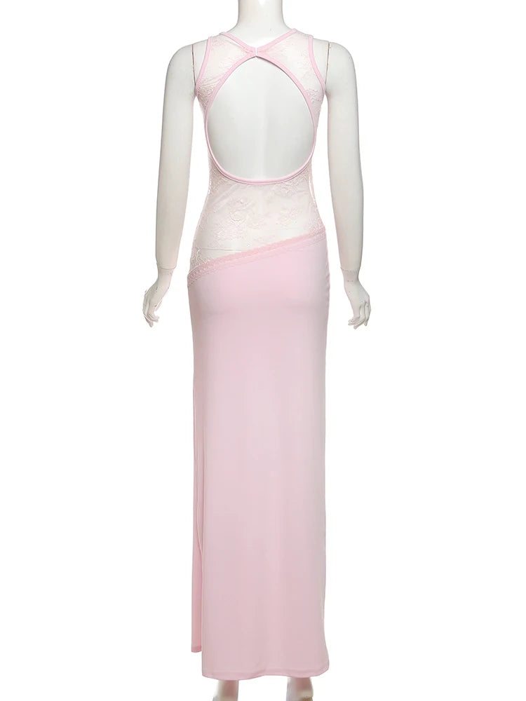 Backless Bodycon Mesh Dress