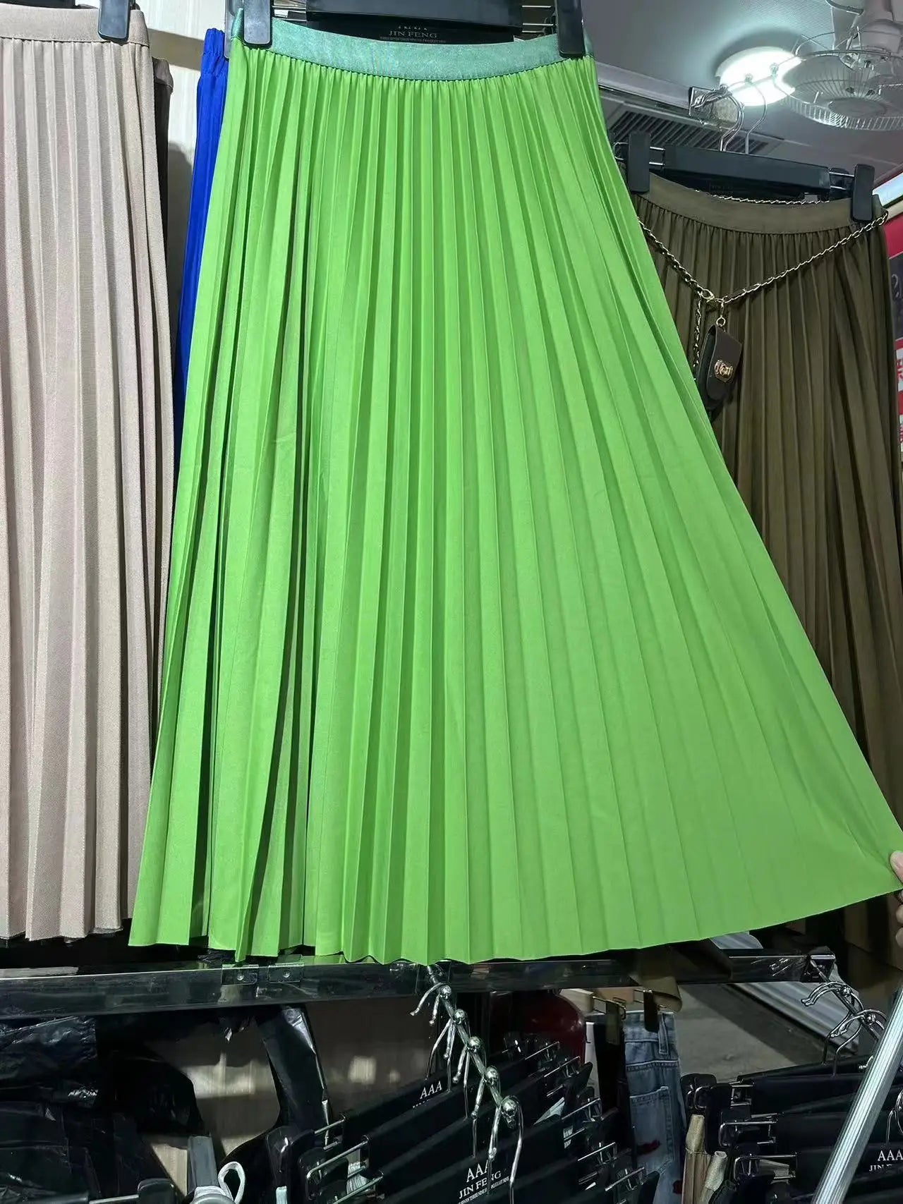 Elegant High Waist Pleated Midi Skirt