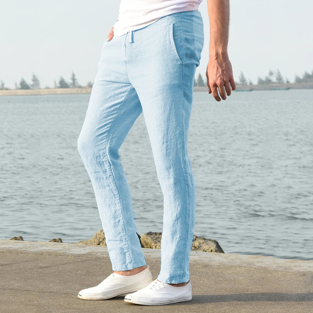 Cotton Linen Pants – Breathable Solid Color Trousers