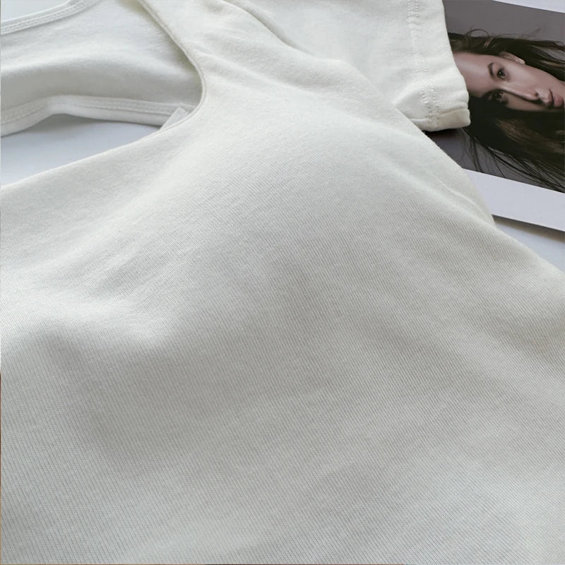 Women's Square Neck Crop Top with Built-in Bra