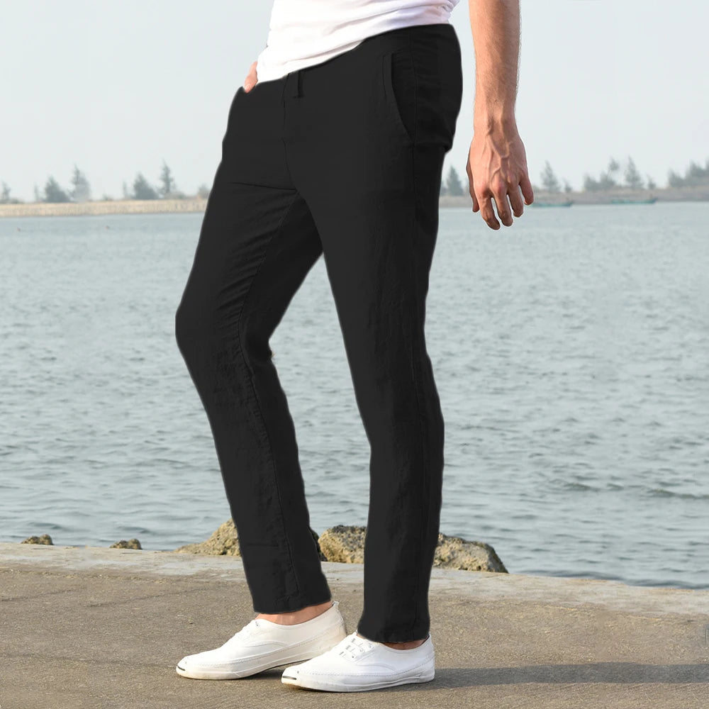 Cotton Linen Pants – Breathable Solid Color Trousers