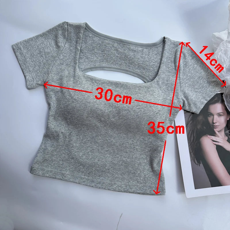 Women's Square Neck Crop Top with Built-in Bra
