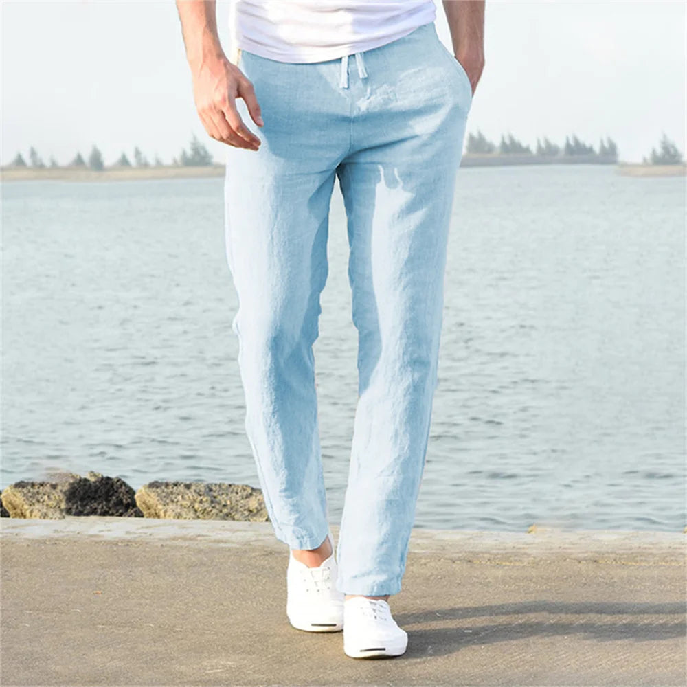Cotton Linen Pants – Breathable Solid Color Trousers