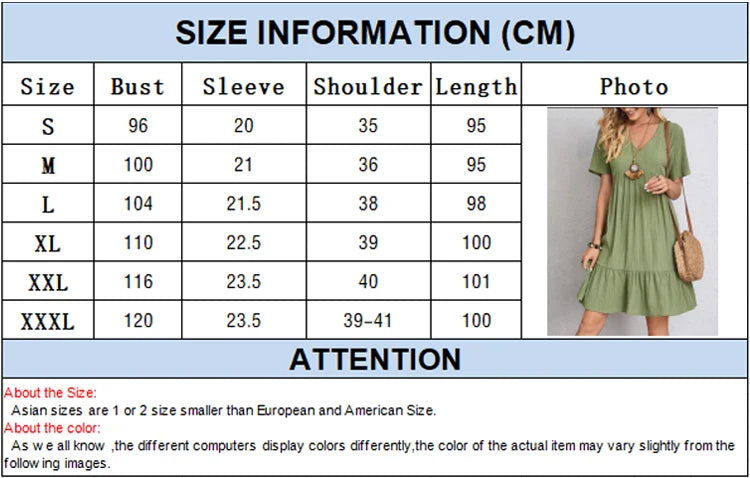 V-Neck Pleated A-Line Beach Dress