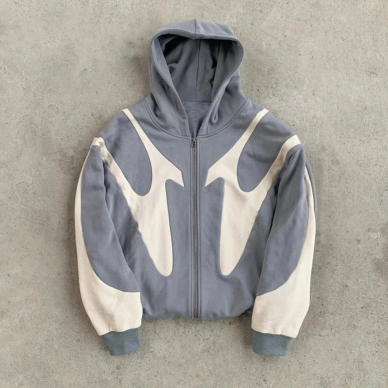 Y2K Devil Print Zip Hoodie