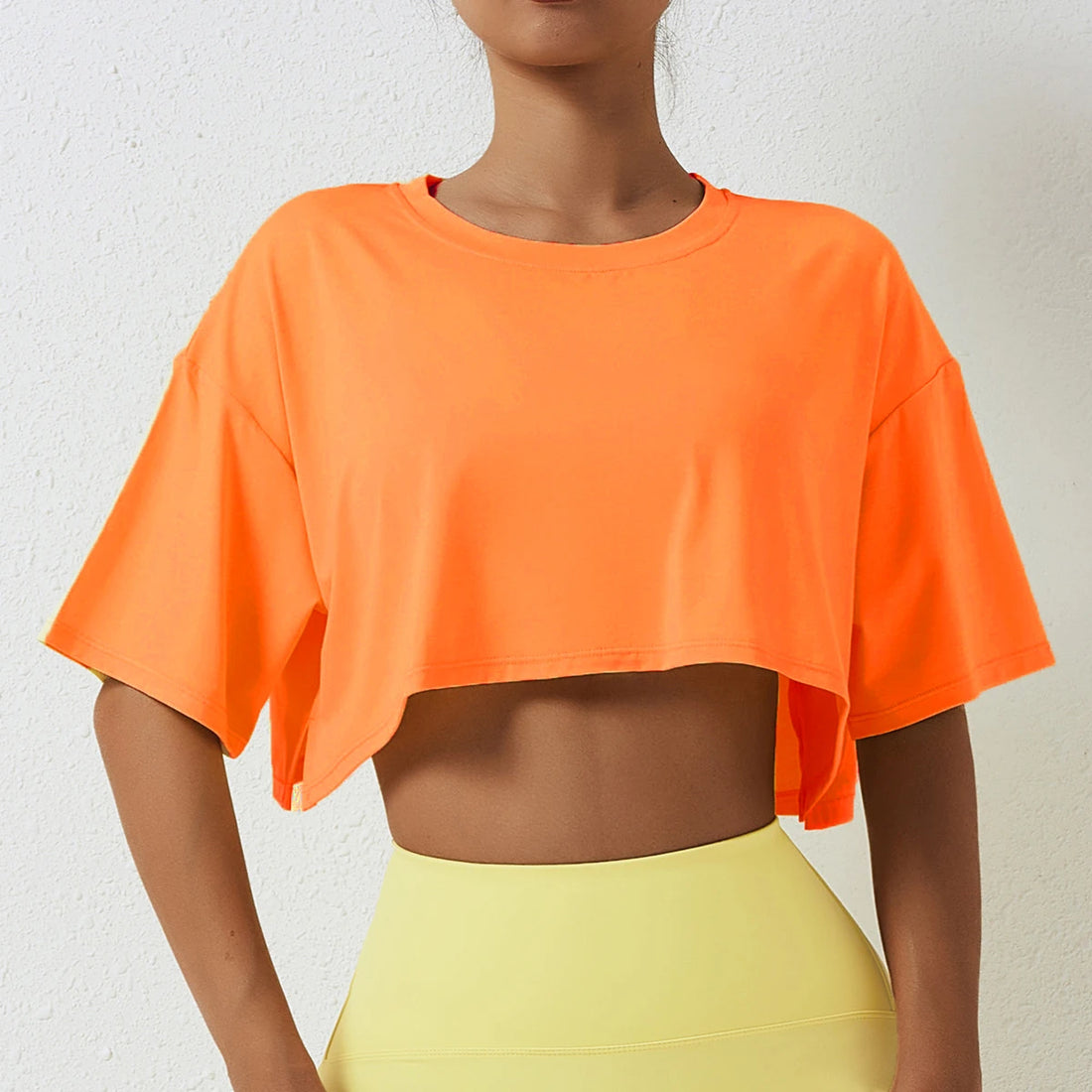 Women's Cotton Yoga Crop Top – Loose Fit Sport T-Shirt