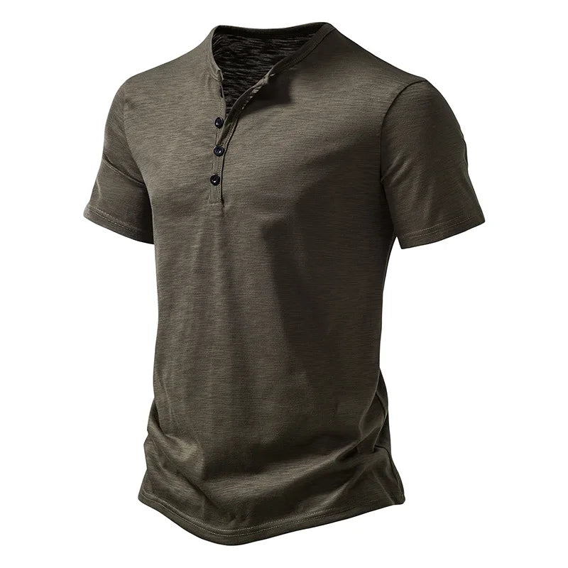 Henley Collar Men's Summer Casual T-Shirt